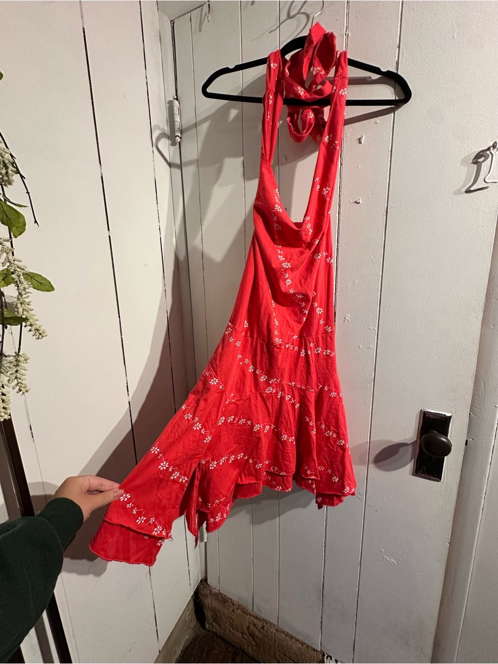 FREE PEOPLE NWT Halter Red Coral Floral Halter Sundress